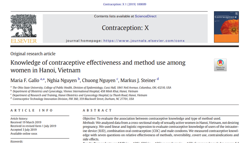 Knowledge of contraceptive effectiveness and method use among women in Hanoi, Vietnam